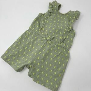 Focus Kids Girls Green Ruffle Shoulder Shorts Snap Closure Romper 24 Months